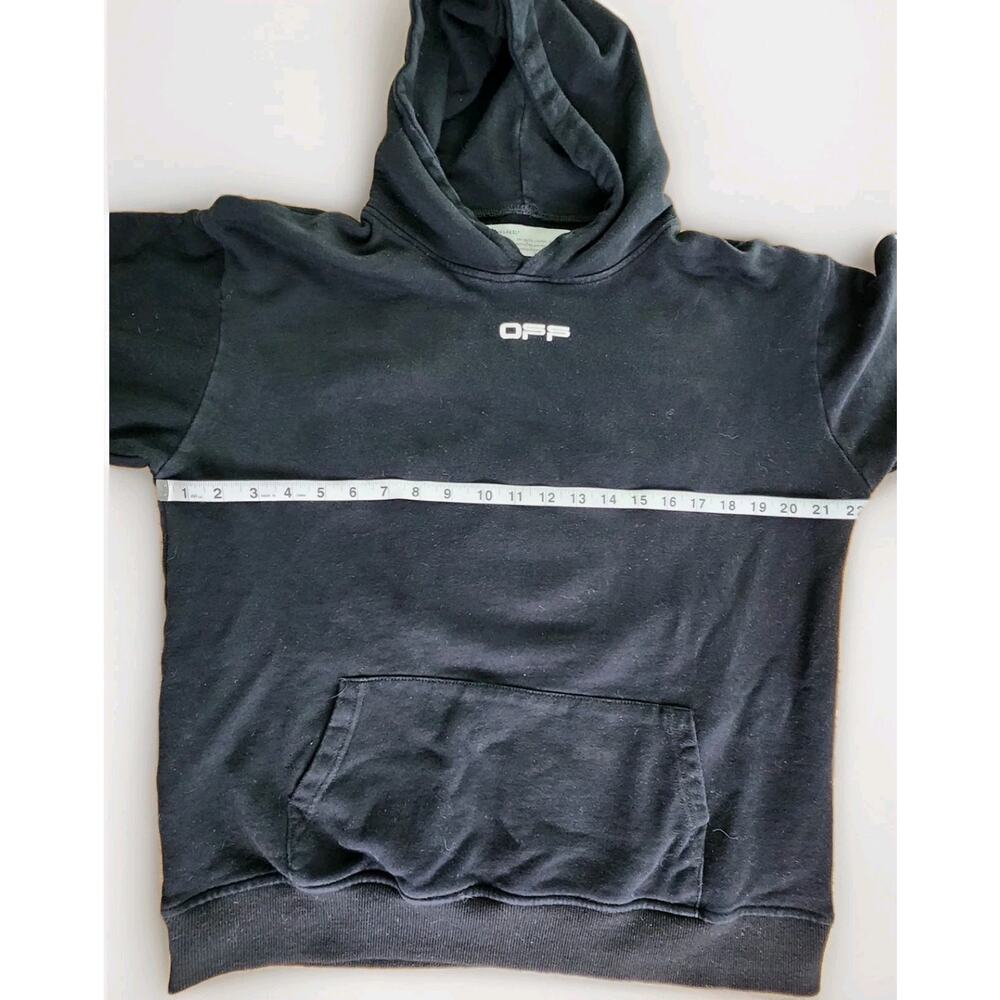 OFF-WHITE Airport Tape Arrows Diag Over Hoodie Black Blue Size 2XL - Picture 6 of 7